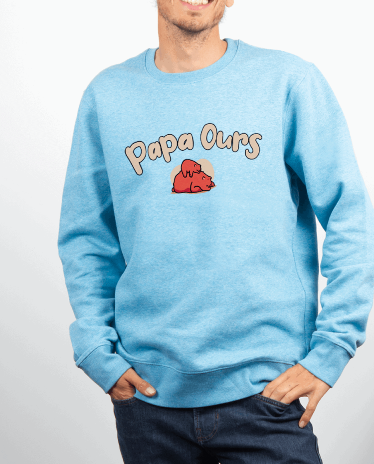 Pull Homme Bleu Ciel PAPA OURS