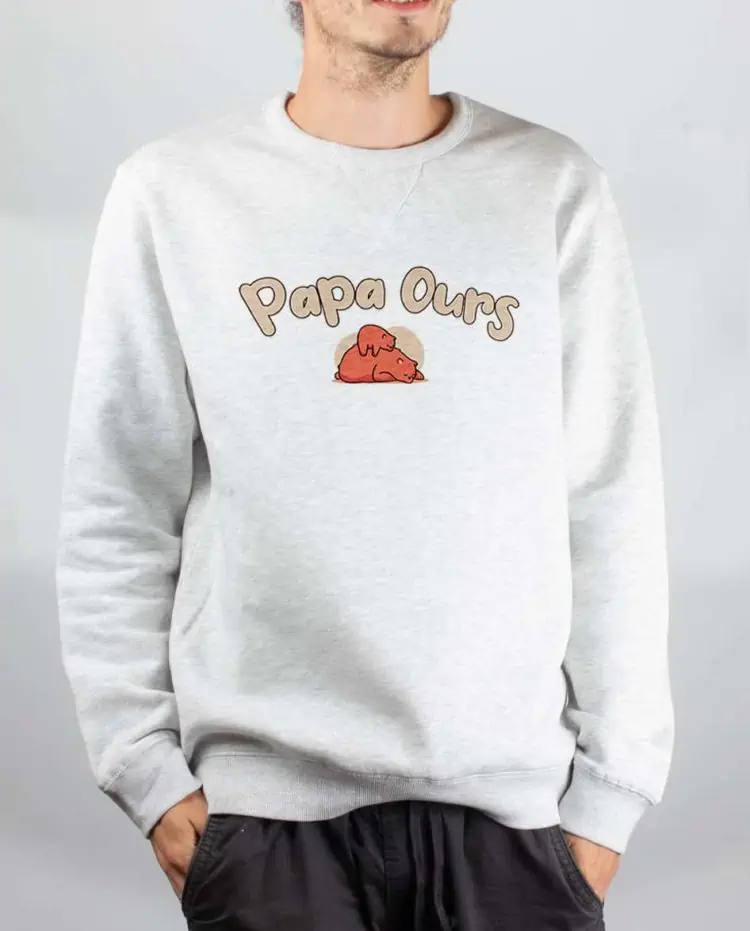 Pull sweat homme blanc papa Ours
