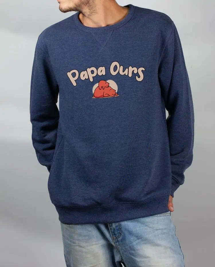 Pull sweat homme bleu papa Ours