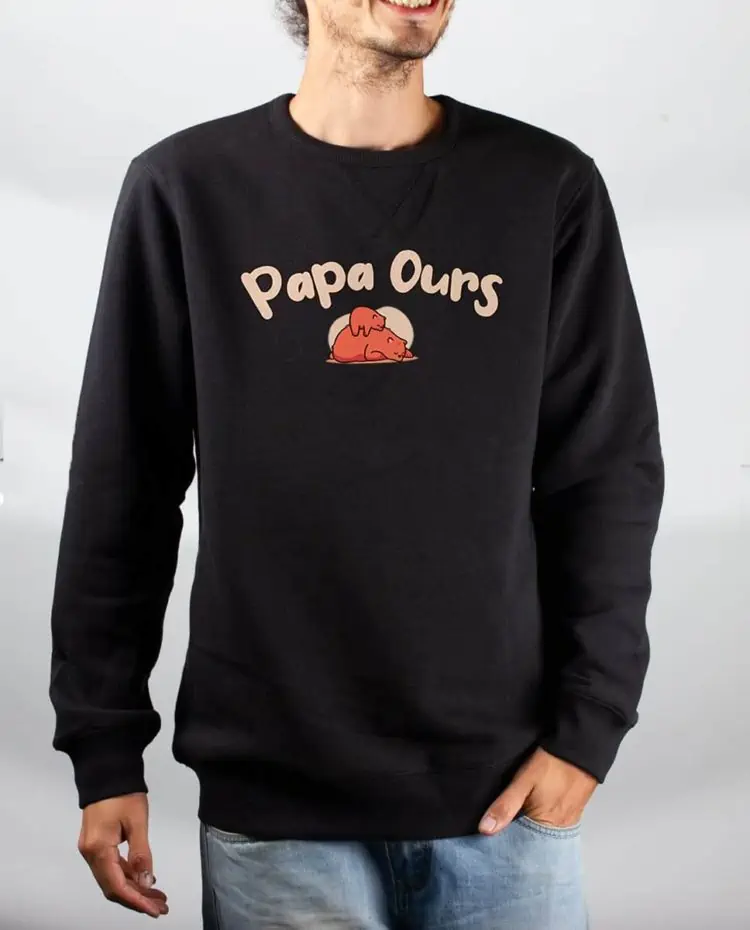 Pull sweat homme noir papa Ours