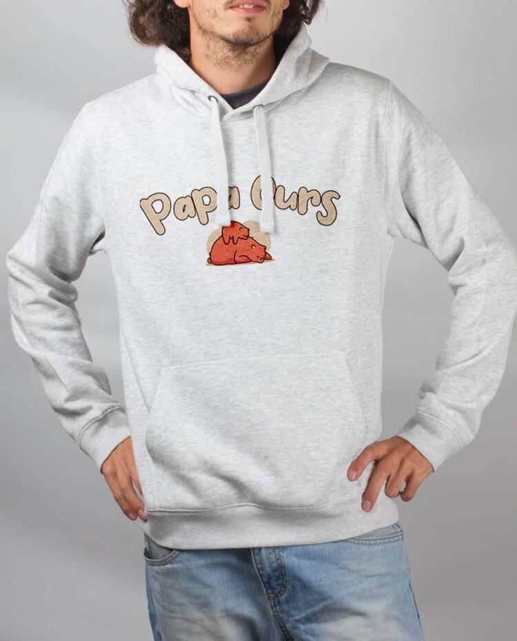 Sweat Blanc homme papa Ours