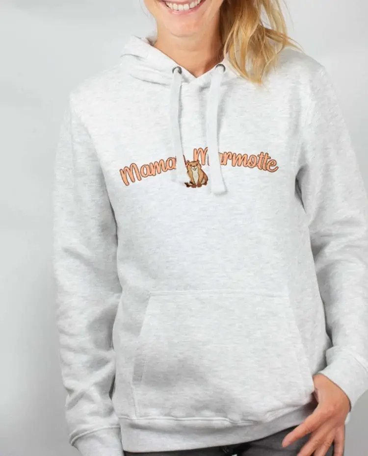 Sweat blanc femme Maman Marmotte