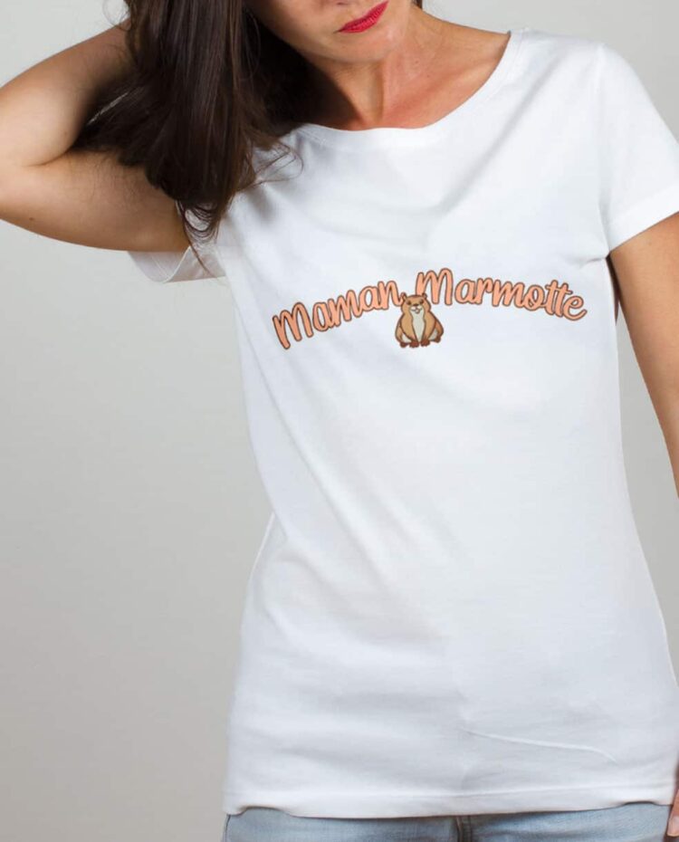 T shirt blanc femme Maman Marmotte