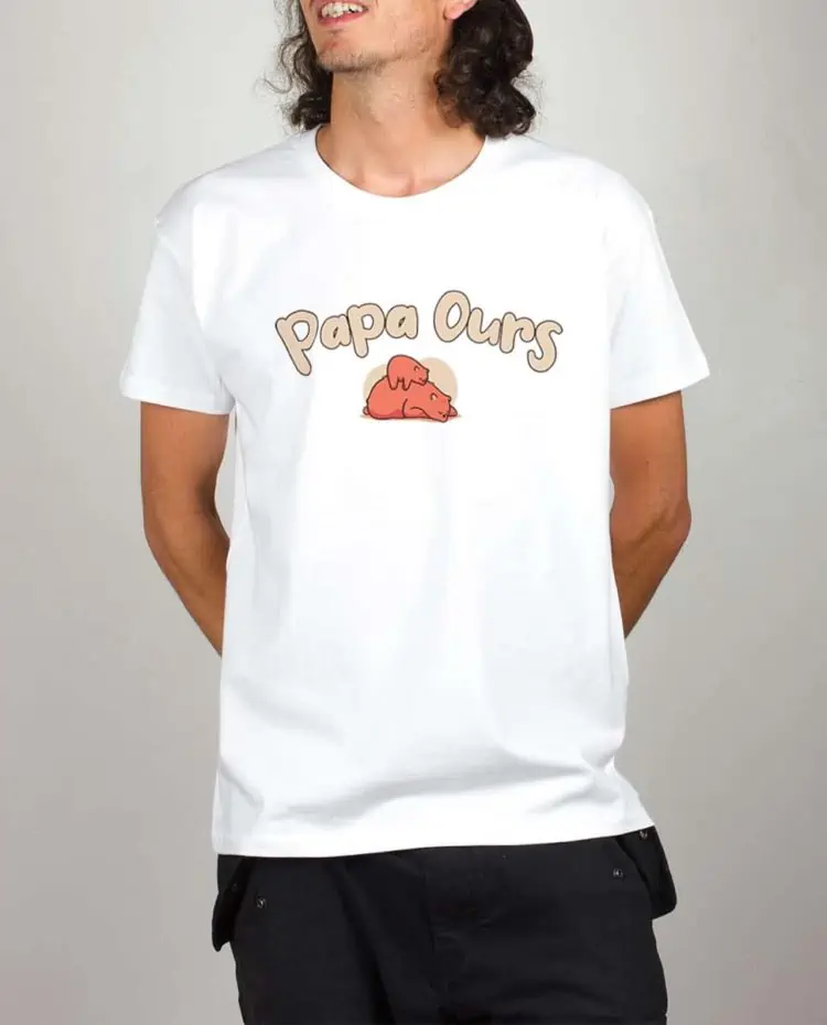 T shirt blanc homme Papa Ours
