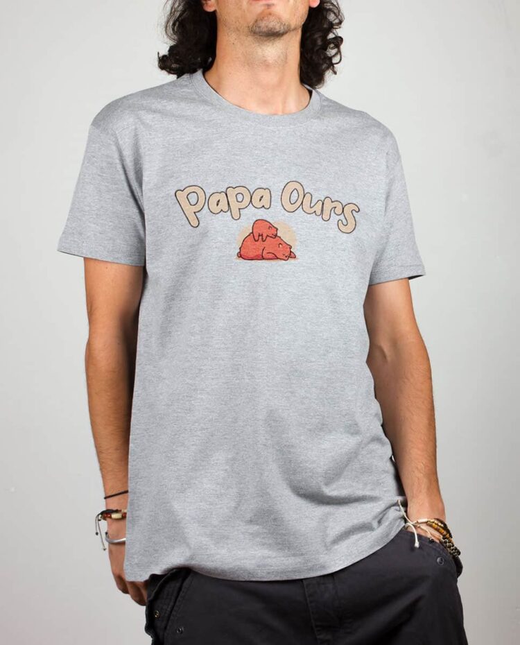 T shirt gris homme Papa Ours