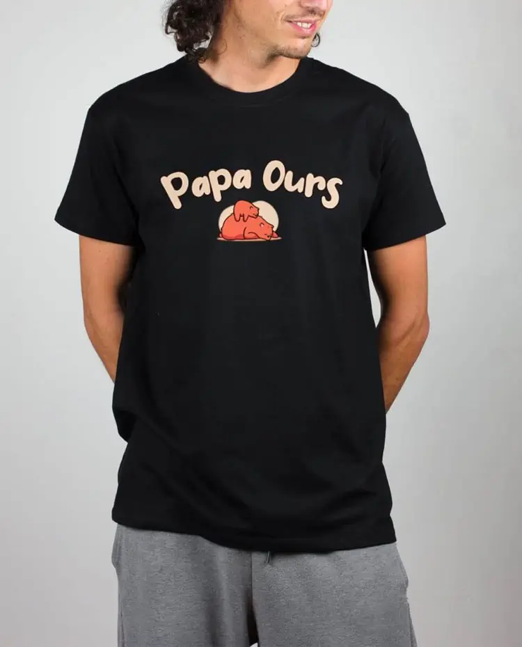 T shirt noir homme papa Ours