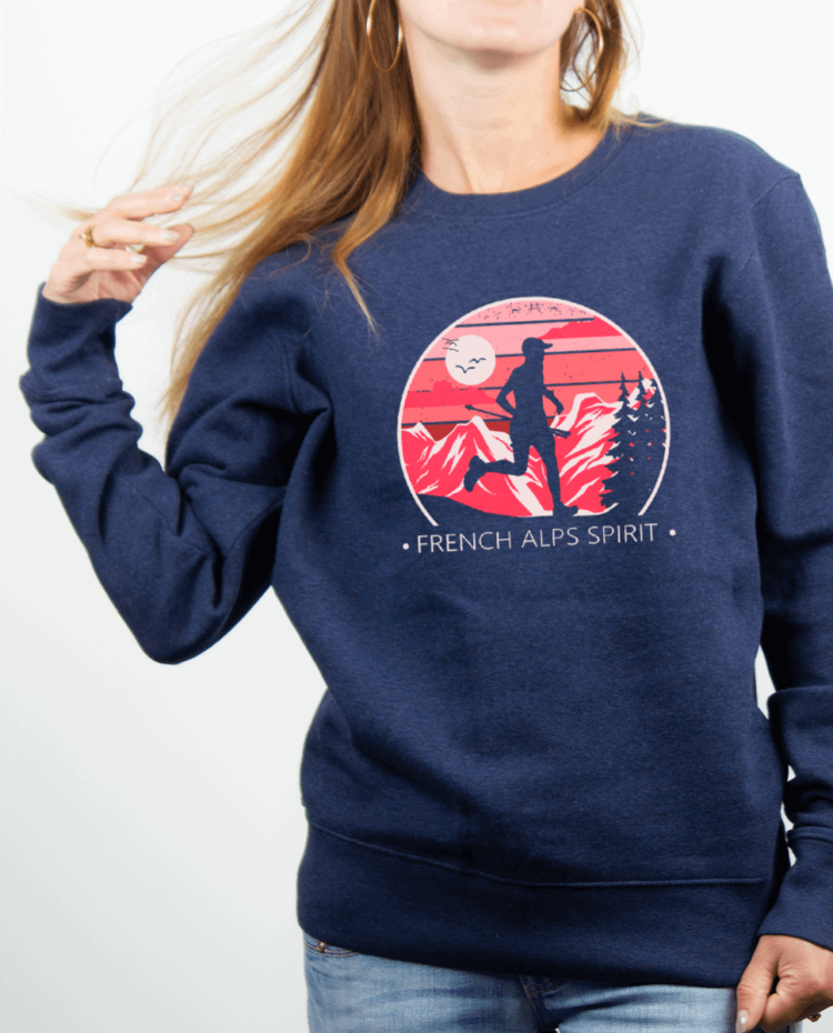 Pull Femme Bleu jean French Alps Spirit TRAIL