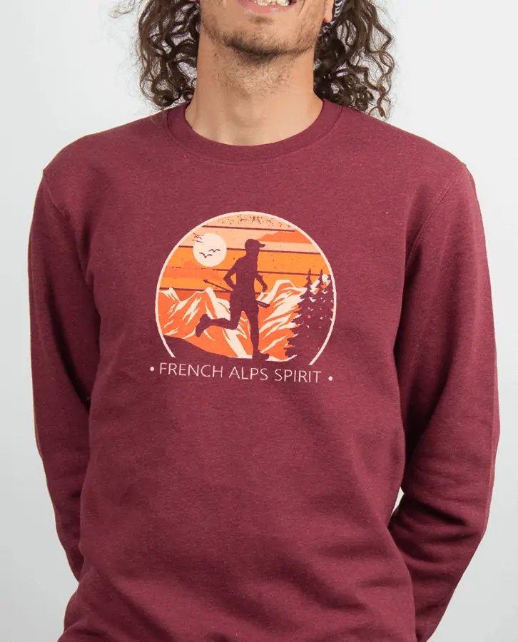 Pull Homme Bordeau French Alps Spirit TRAIL