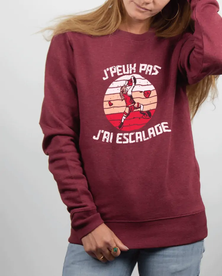 Pull femme rouge Bordeau jpeux pas jai escalade