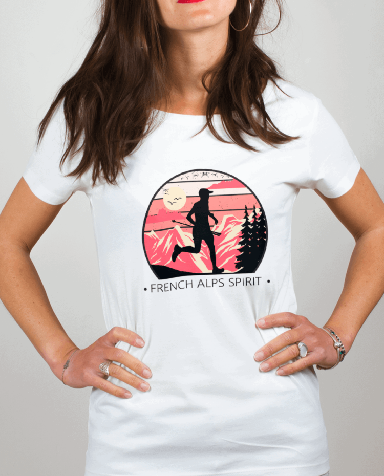 T shirt Femme Blanc French Alps Spirit TRAIL