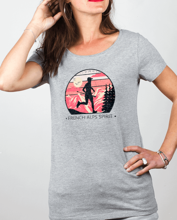 T shirt Femme Gris French Alps Spirit TRAIL