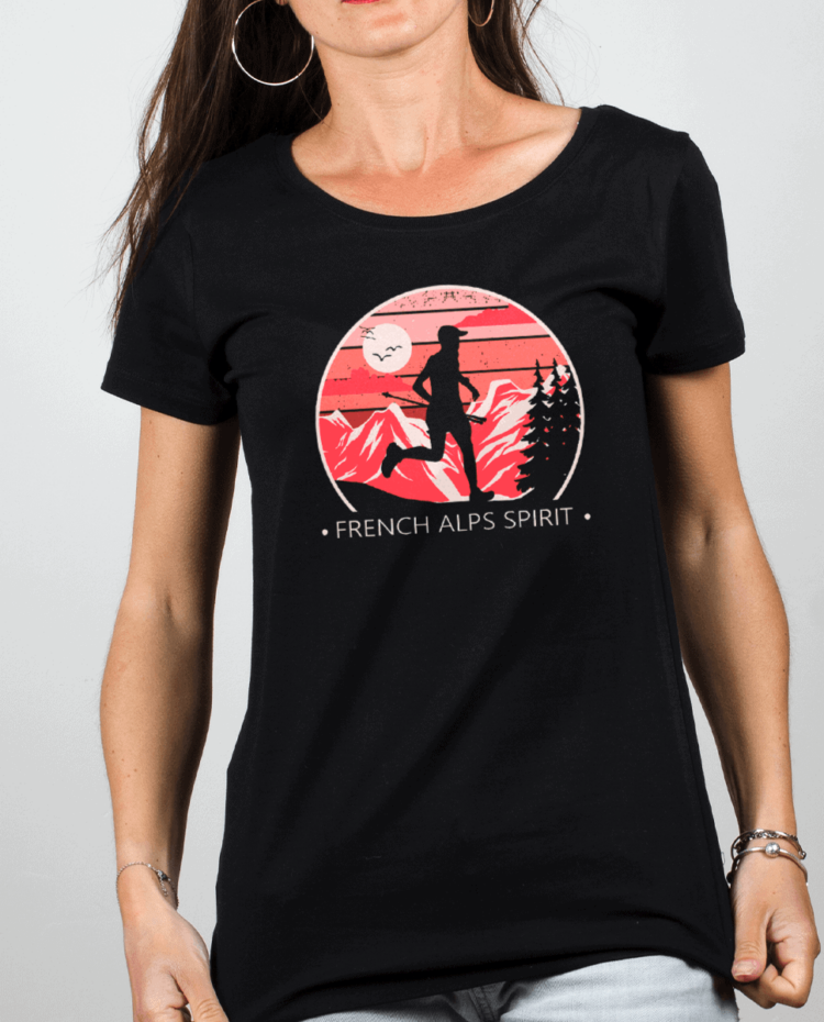 T shirt Femme Noir French Alps Spirit TRAIL