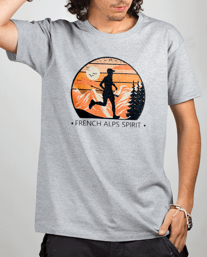 T shirt Homme Gris French Alps Spirit TRAIL