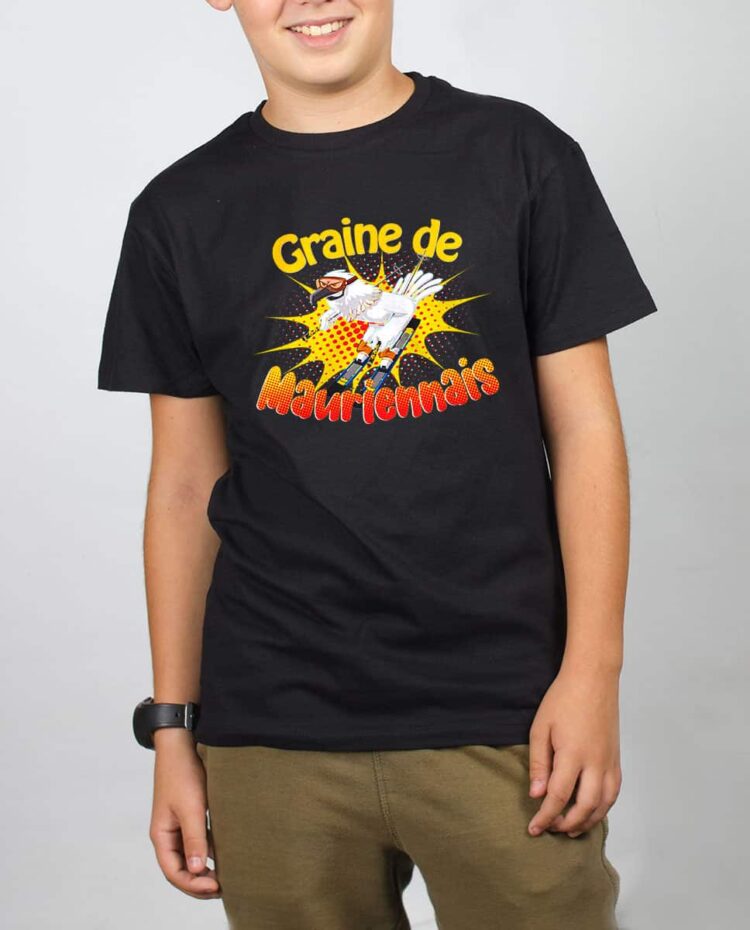 T shirt noir enfant garcon Graine de Mauriennais garcon