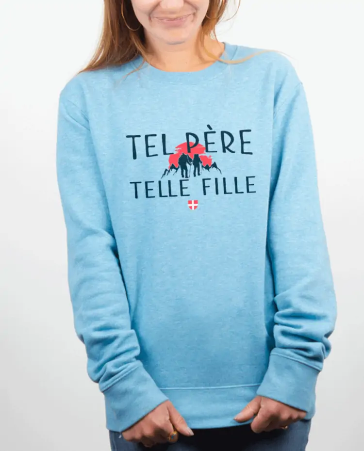 Pull Femme bleu ciel TEL PERE TELLE FILLE