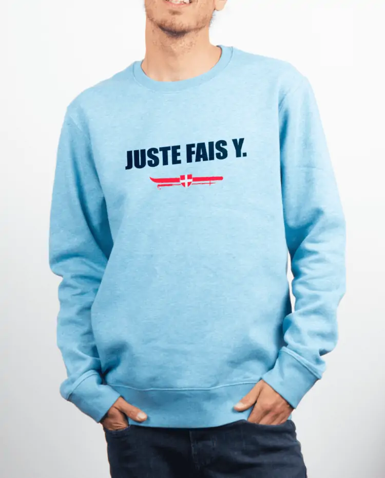 Pull Homme Bleu Ciel Juste fais y