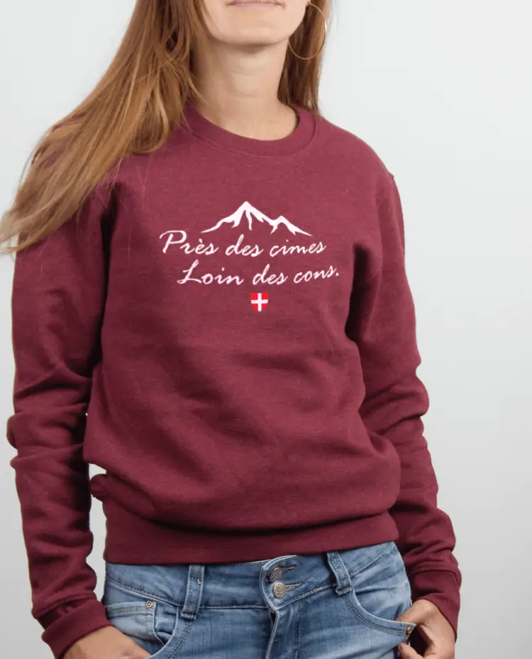 Pull femme Bordeau pres des cimes