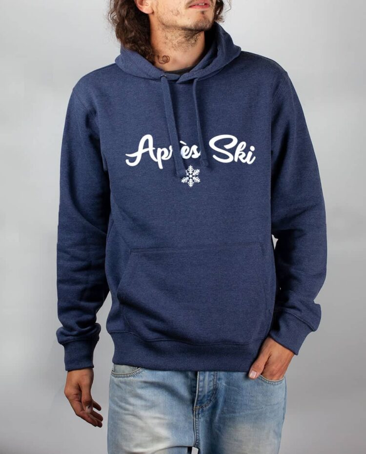 Sweat Bleu chine homme apres ski