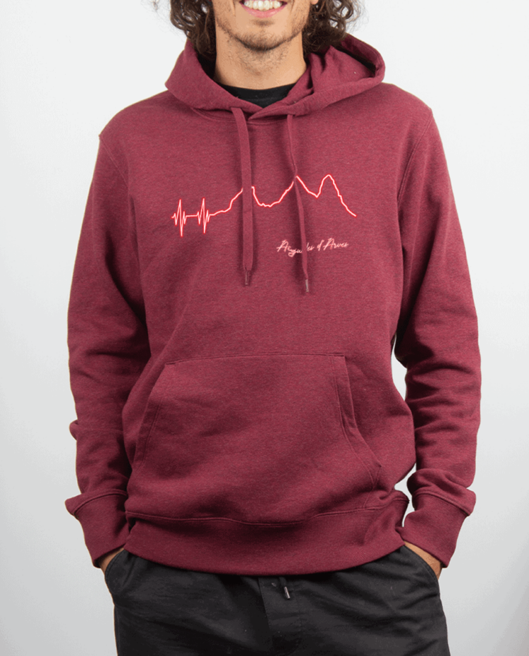 Sweat Homme Rouge bordeau BATTEMENTS DE COEUR AIGUILLES D ARVES