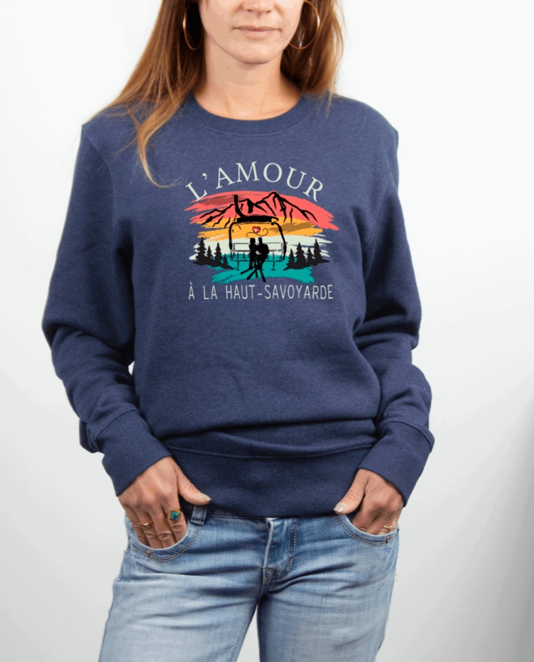 Pull Femme Bleu Jean Amour a la haut savoyard