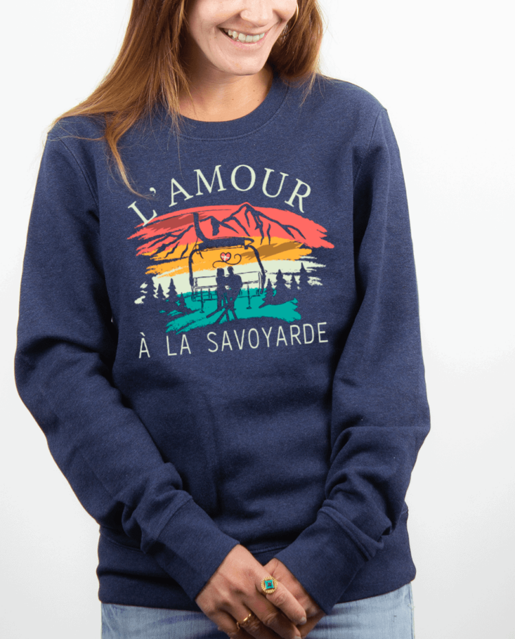 Pull Femme Bleu jean Lamour a la savoyarde 1