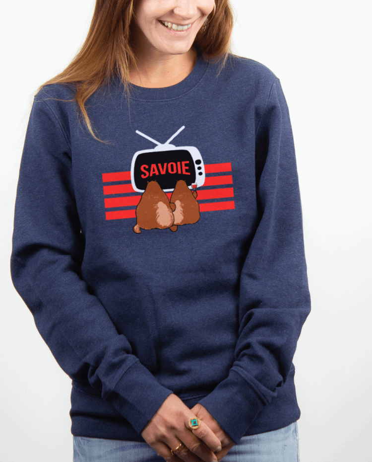 Pull Femme Bleu jean Marmotte TV savoie