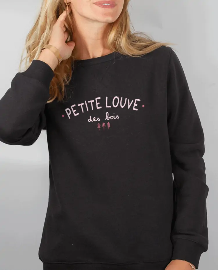 Pull Femme Noir Petite louve des bois
