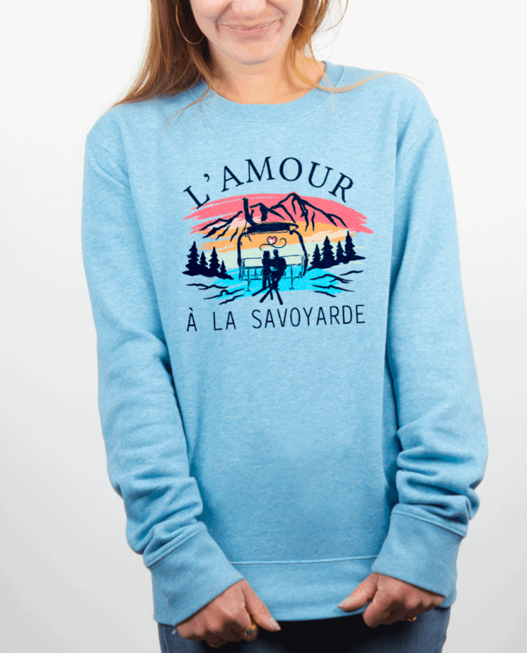 Pull Femme bleu ciel Lamour a la savoyarde 1