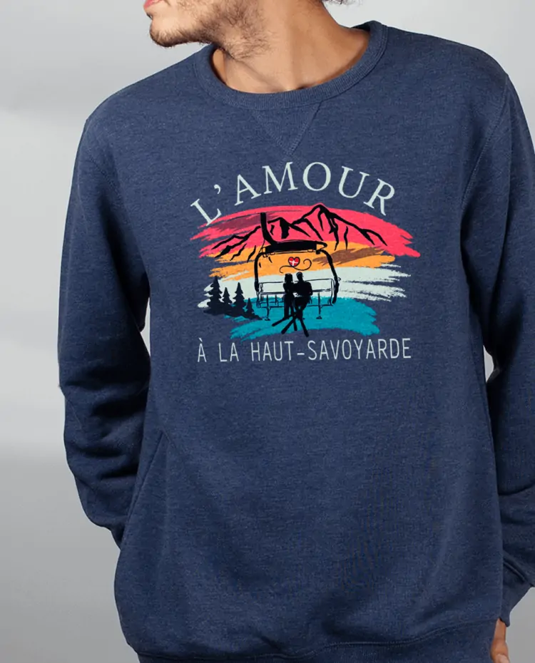 Pull Homme Bleu jean Amour a la haut savoyard