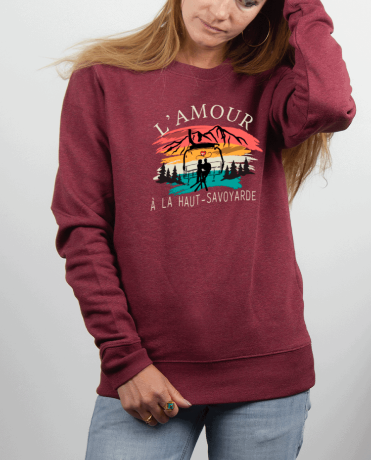 Pull femme rouge Bordeau Amour a la haut savoyard