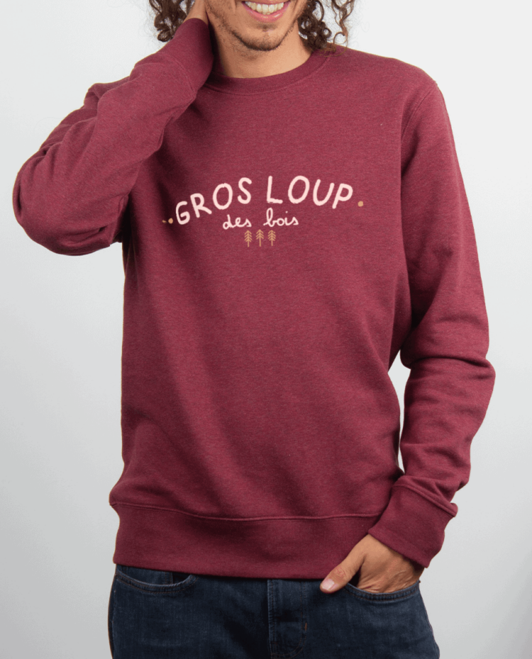 Pull homme Bordeau Gros loup des bois