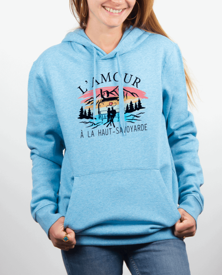 Sweat Femme Bleu Ciel Amour a la haut savoyard