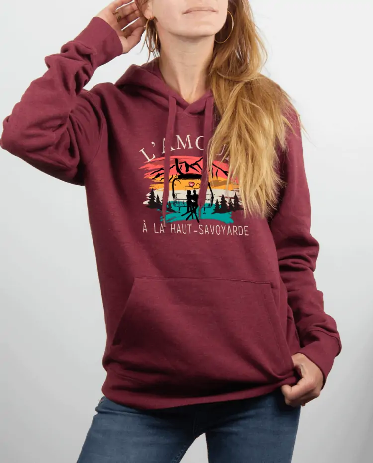 Sweat Femme rouge Bordeau Amour a la haut savoyard