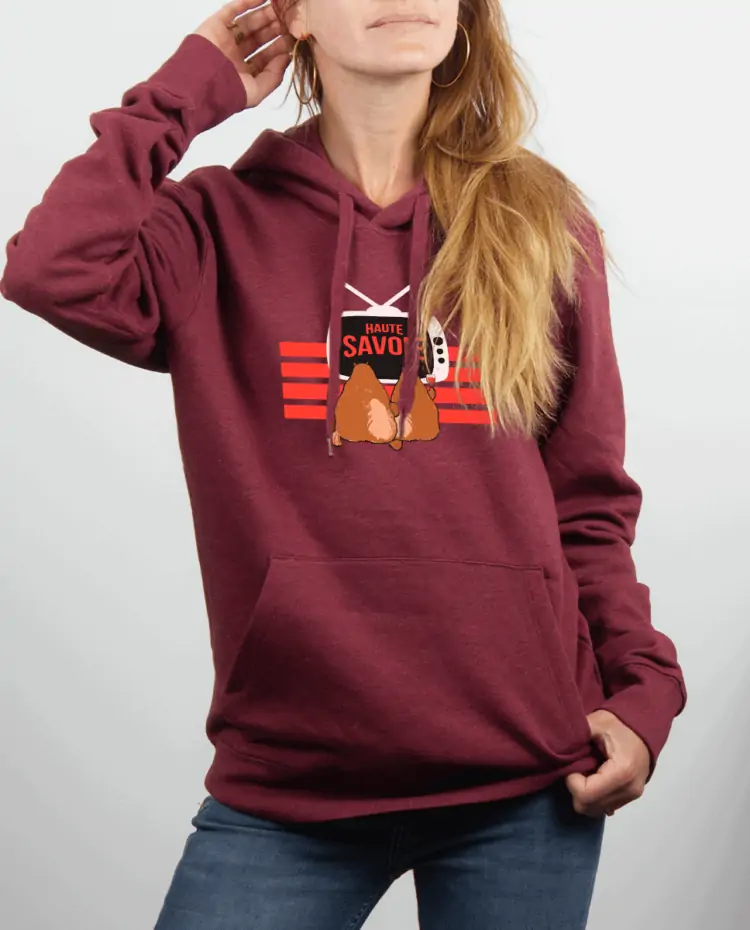 Sweat Femme rouge Bordeau Marmotte TV Haute savoie