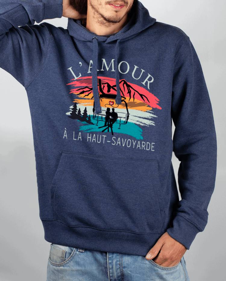 Sweat Homme Bleu Jean Amour a la haut savoyard