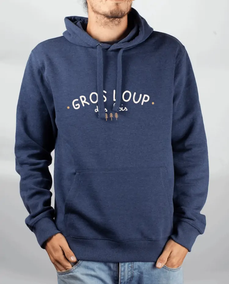 Sweat Homme Bleu Jean Gros loup des bois