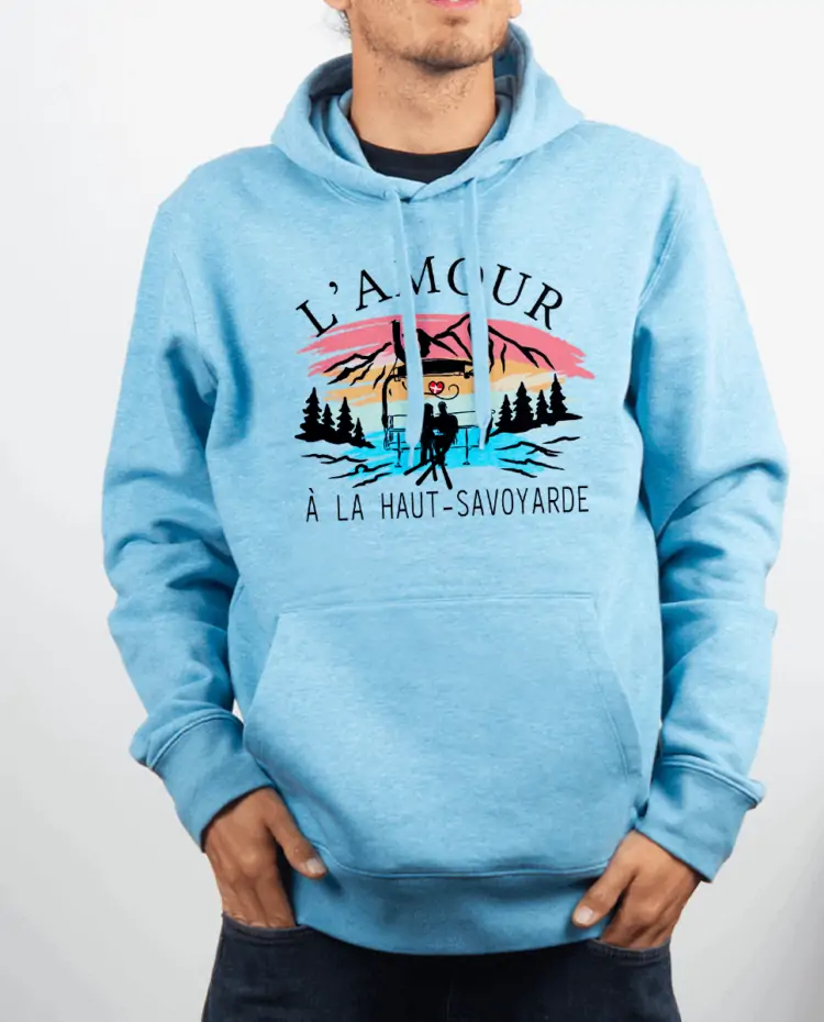 Sweat Homme Bleu ciel Amour a la haut savoyard