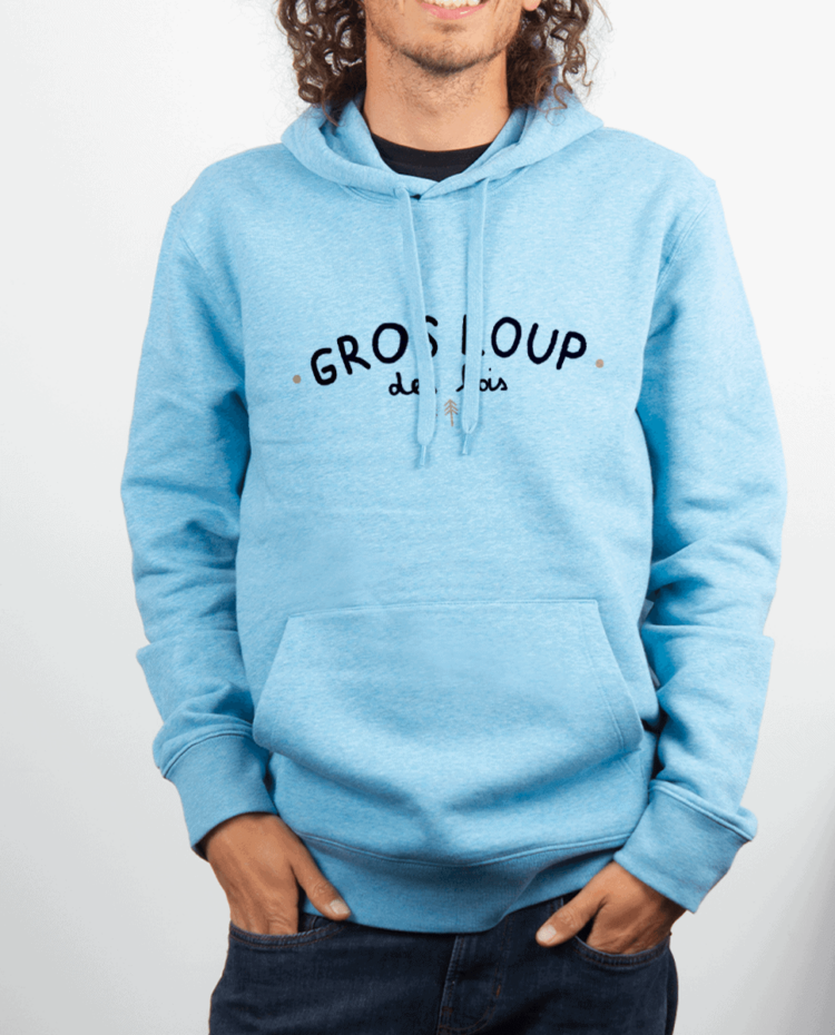 Sweat Homme Bleu ciel Gros loup des bois