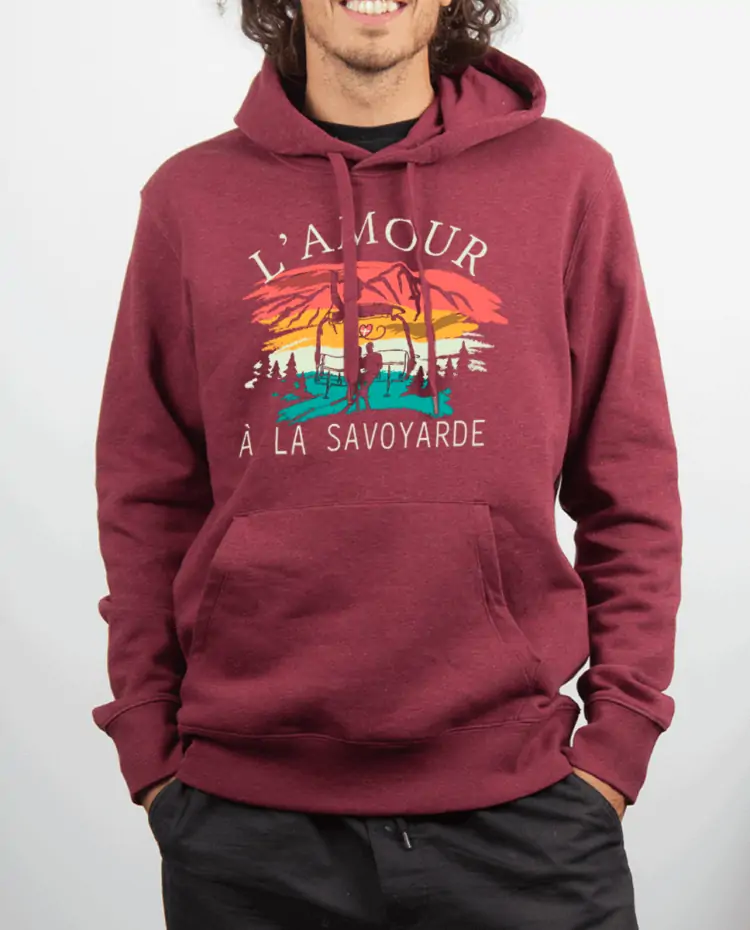 Sweat Homme Rouge bordeau Lamour a la savoyarde 1