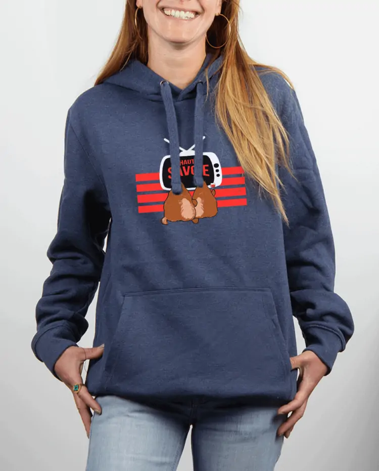 Sweat femme Bleu Jean Marmotte TV Haute savoie