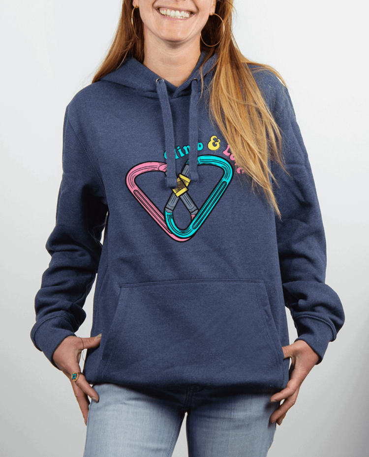 Sweat femme Bleu Jean escalade Climb and love