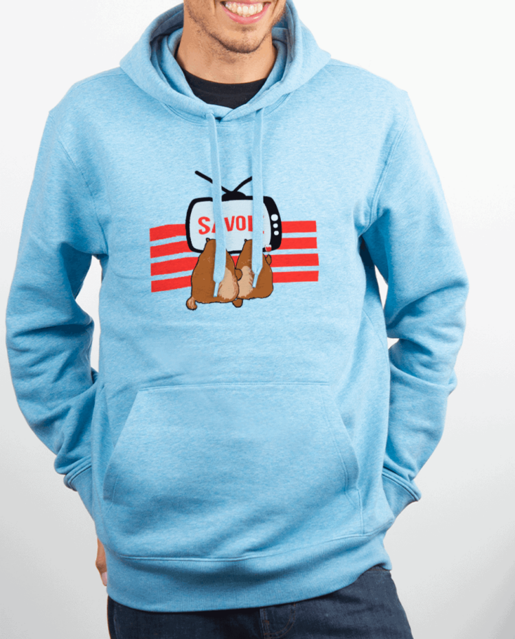 Sweat homme Bleu cie Marmotte TV savoie