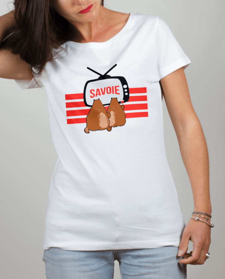 T shirt Femme Blanc Marmotte TV savoie