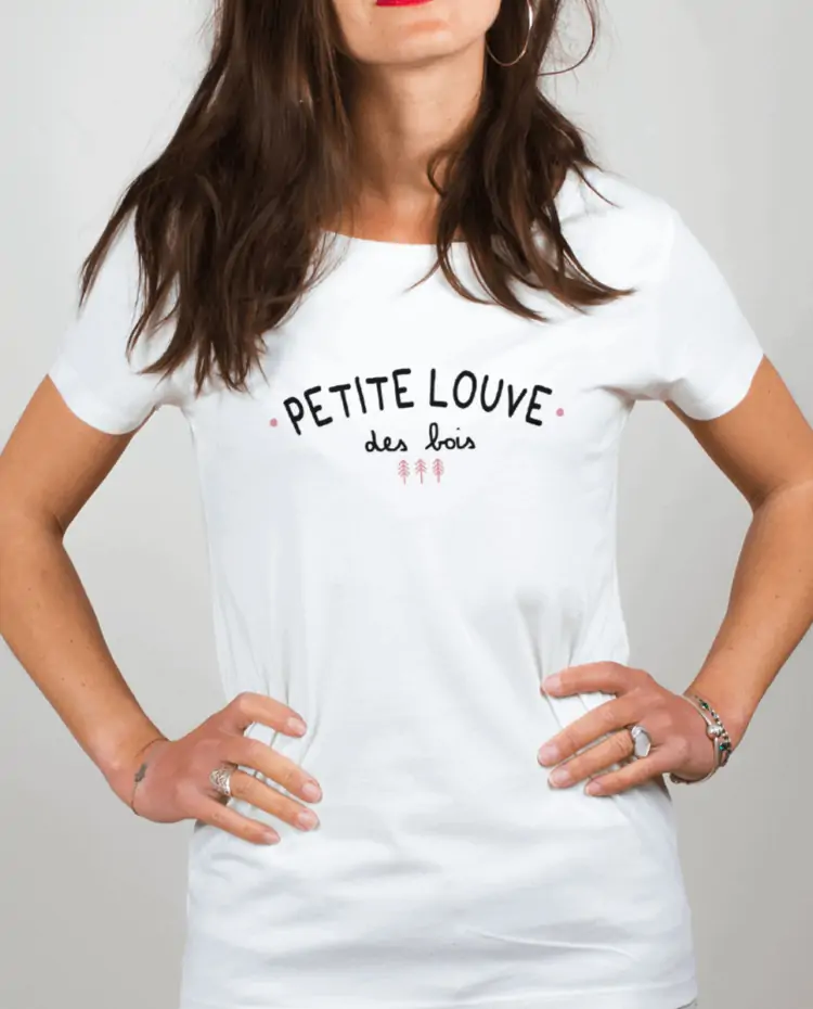 T shirt Femme Blanc Petite louve des bois