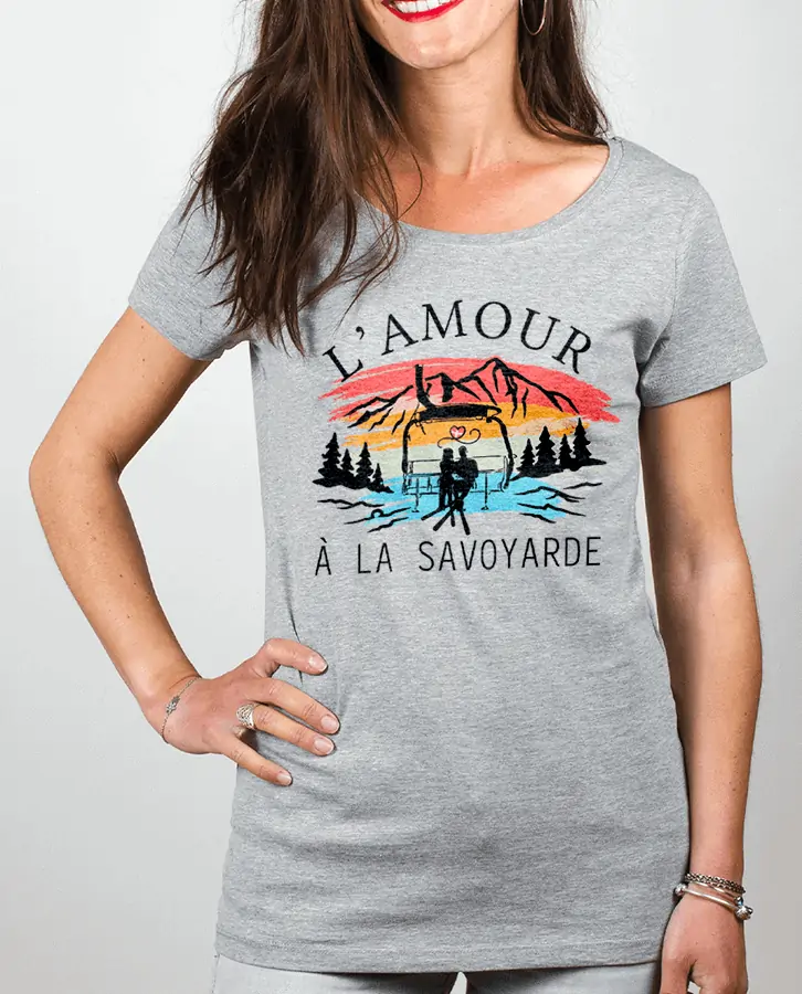 T shirt Femme Gris Lamour a la savoyarde 1