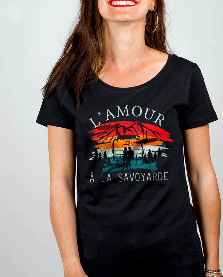 T shirt Femme Noir Lamour a la savoyarde 1