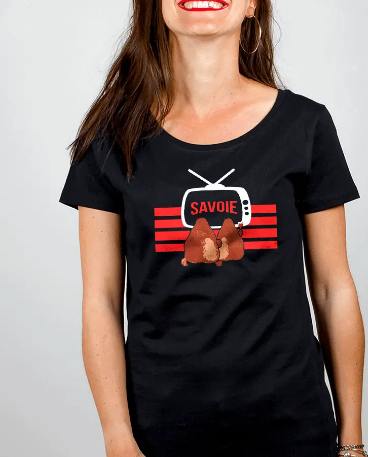 T shirt Femme Noir Marmotte TV savoie