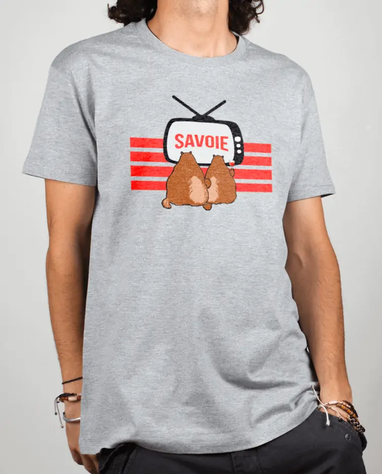 T shirt Homme Gris Marmotte TV savoie