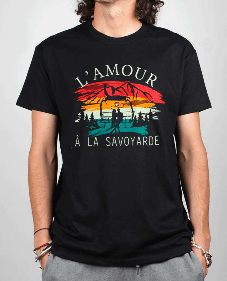 T shirt Homme Noir Lamour a la savoyarde 1
