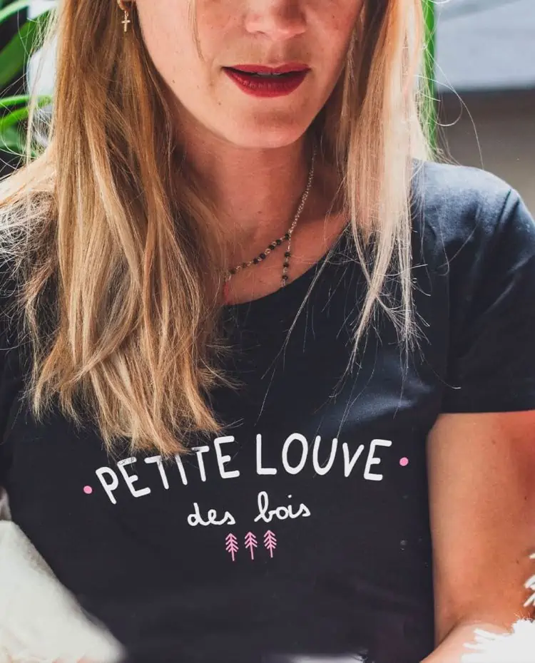 t shirt femme noir petite louve des bois